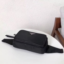 Replica Prada Nylon And Saffiano Fanny Pack 1BL010 Black Replica Prada Nylon And Saffiano Fanny Pack 1BL010 Black