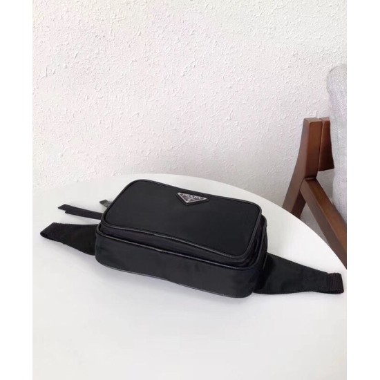 Replica Prada Nylon And Saffiano Fanny Pack 1BL010 Black