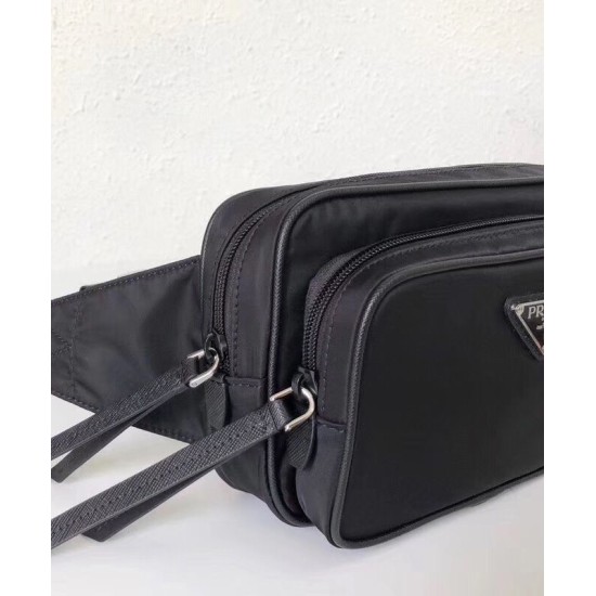 Replica Prada Nylon And Saffiano Fanny Pack 1BL010 Black