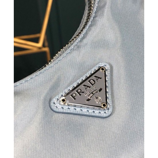Fake Prada Re-Edition 2005 nylon shoulder bag Light Blue Replica