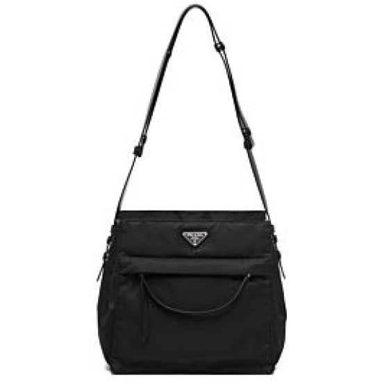 Fake Prada Padded nylon hobo bag 1BC128 Black Replica