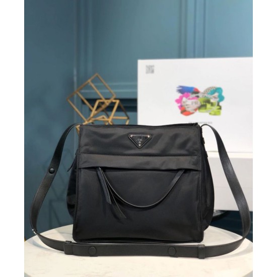 Fake Prada Padded nylon hobo bag 1BC128 Black Replica