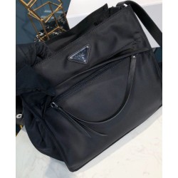 Replica Prada Padded nylon hobo bag 1BC128 Black Fake Prada Padded nylon hobo bag 1BC128 Black Replica