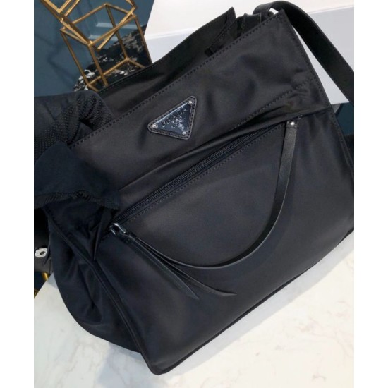 Fake Prada Padded nylon hobo bag 1BC128 Black Replica