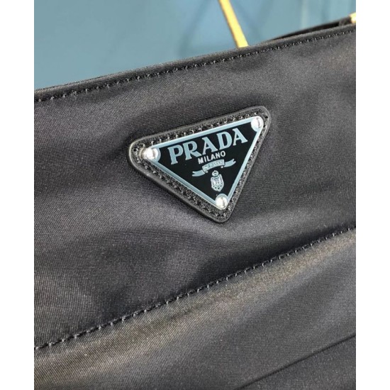 Fake Prada Padded nylon hobo bag 1BC128 Black Replica
