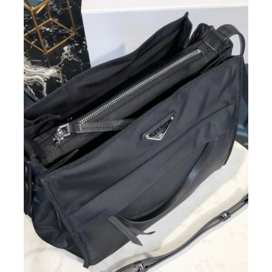 Fake Prada Padded nylon hobo bag 1BC128 Black Replica