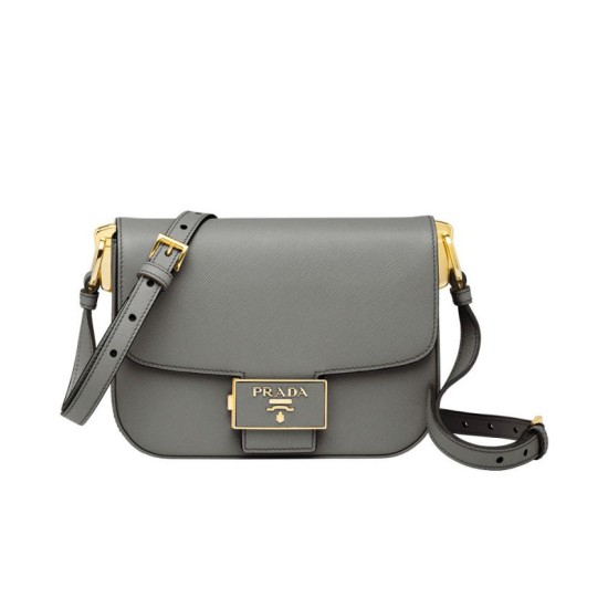 Replica Prada Embleme Saffiano Leather Bag 1BD217 Gray