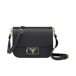 Replica Prada Embleme Saffiano Leather Bag 1BD217 Black