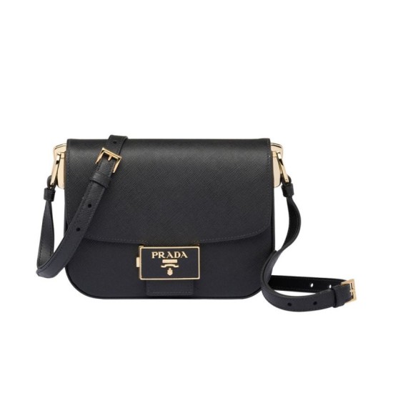 Replica Prada Embleme Saffiano Leather Bag 1BD217 Black