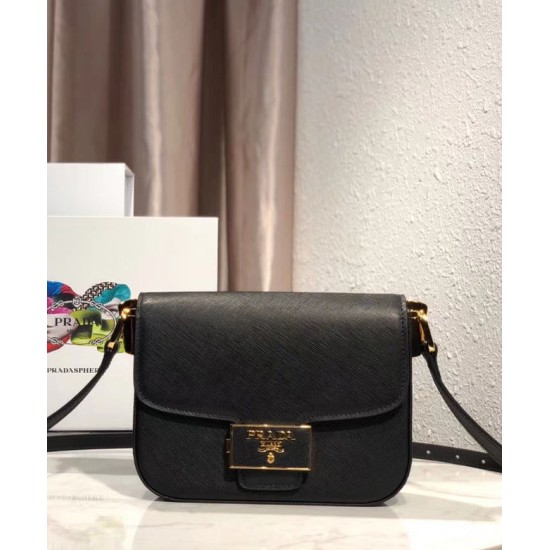 Replica Prada Embleme Saffiano Leather Bag 1BD217 Black