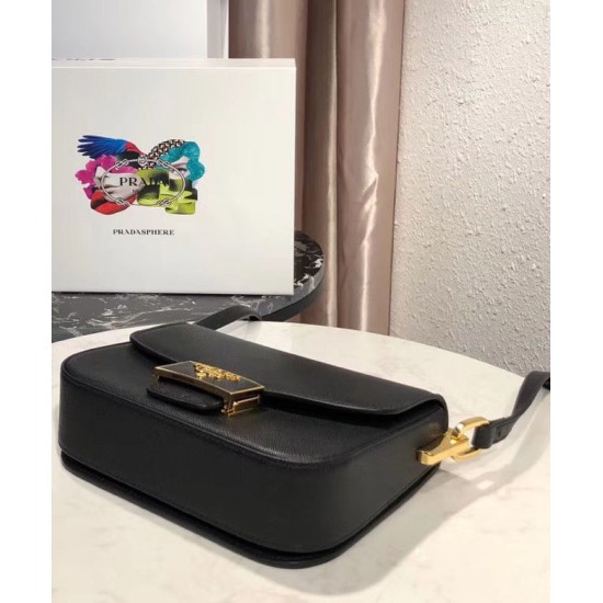 Replica Prada Embleme Saffiano Leather Bag 1BD217 Black