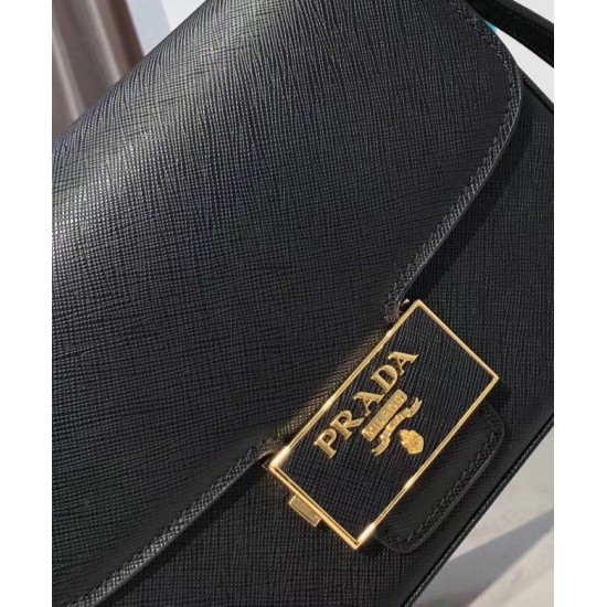 Replica Prada Embleme Saffiano Leather Bag 1BD217 Black