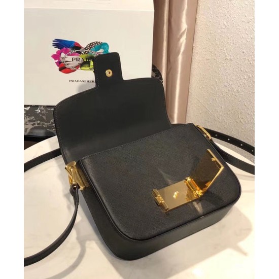 Replica Prada Embleme Saffiano Leather Bag 1BD217 Black