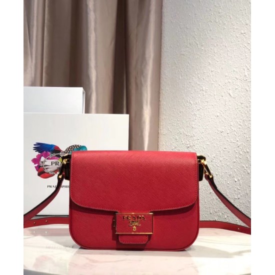 Fake Prada Embleme Saffiano Leather Bag 1BD217 Red Replica