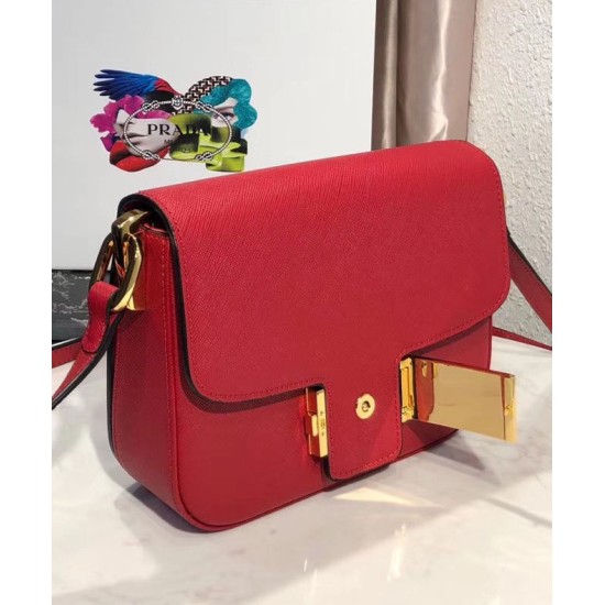 Fake Prada Embleme Saffiano Leather Bag 1BD217 Red Replica