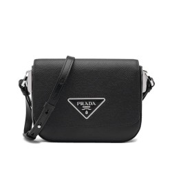 Replica Prada Saffiano leather shoulder bag 1BD249 Black
