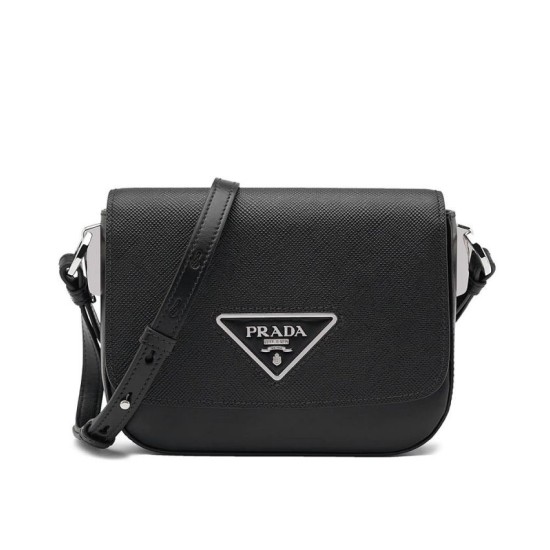 Replica Prada Saffiano leather shoulder bag 1BD249 Black