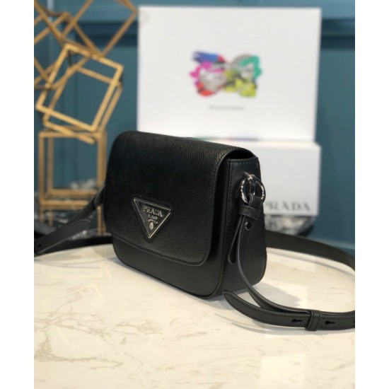 Replica Prada Saffiano leather shoulder bag 1BD249 Black