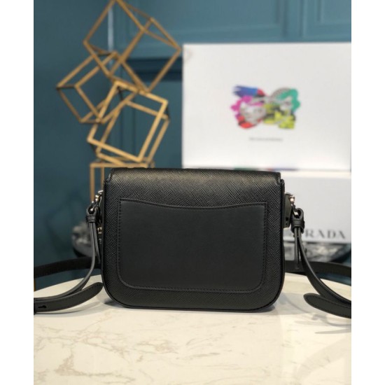 Replica Prada Saffiano leather shoulder bag 1BD249 Black