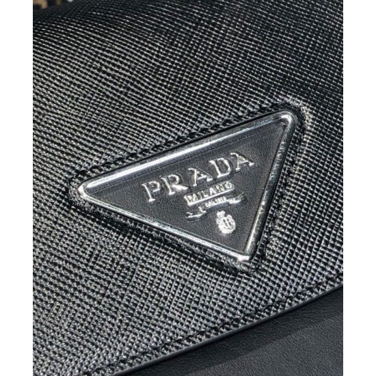 Replica Prada Saffiano leather shoulder bag 1BD249 Black
