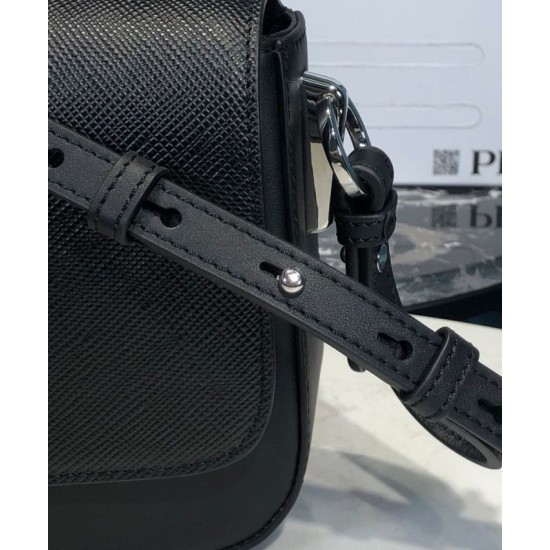 Replica Prada Saffiano leather shoulder bag 1BD249 Black
