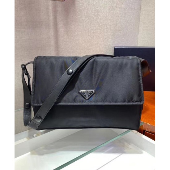 Fake Prada Medium padded nylon shoulder bag 1BD255 Black Replica