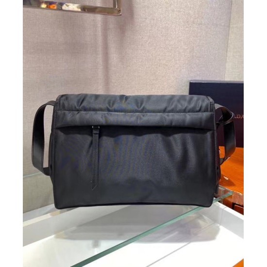 Fake Prada Medium padded nylon shoulder bag 1BD255 Black Replica