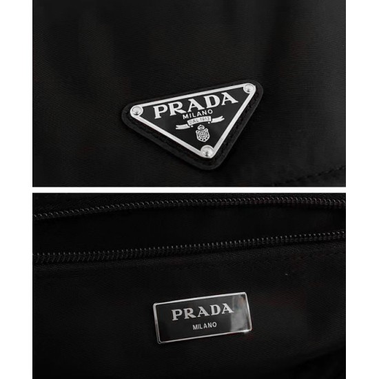 Fake Prada Medium padded nylon shoulder bag 1BD255 Black Replica