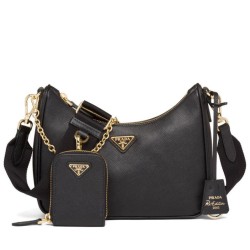 Replica Prada Re-Edition 2005 Saffiano leather bag 1BH204 Black