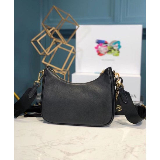Fake Prada Re-Edition 2005 Saffiano leather bag 1BH204 Black Replica Replica Prada Re-Edition 2005 Saffiano leather bag 1BH204 Black