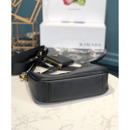 Fake Prada Re-Edition 2005 Saffiano leather bag 1BH204 Black Replica Replica Prada Re-Edition 2005 Saffiano leather bag 1BH204 Black