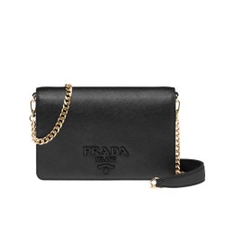 Replica Prada Saffiano leather shoulder bag 1BP012 Black