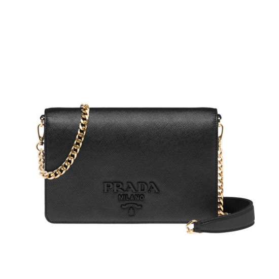 Replica Prada Saffiano leather shoulder bag 1BP012 Black