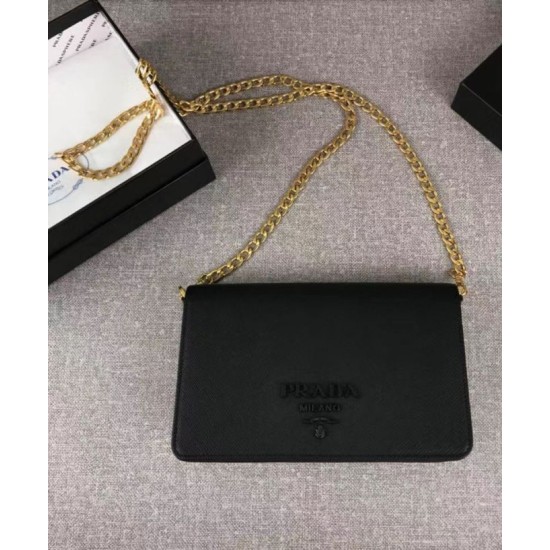 Replica Prada Saffiano leather shoulder bag 1BP012 Black