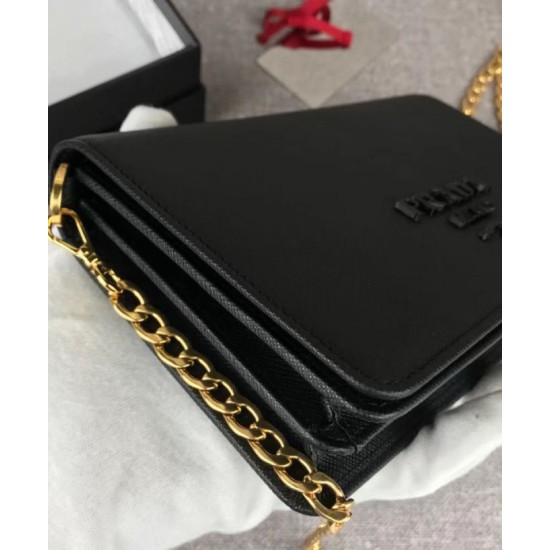Replica Prada Saffiano leather shoulder bag 1BP012 Black