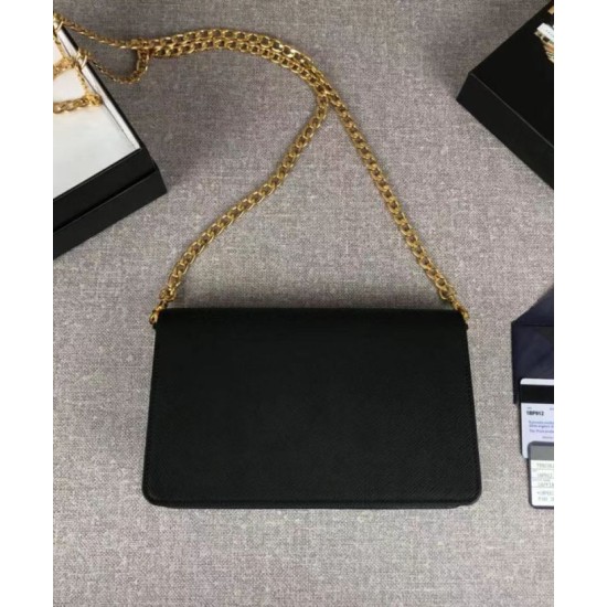 Replica Prada Saffiano leather shoulder bag 1BP012 Black