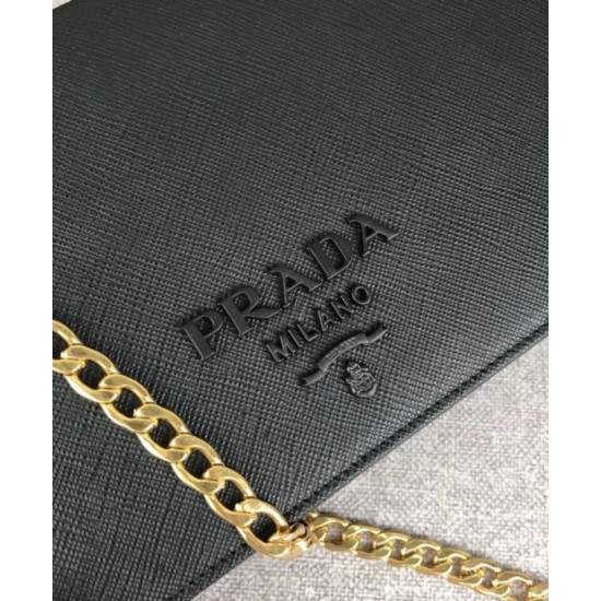 Replica Prada Saffiano leather shoulder bag 1BP012 Black