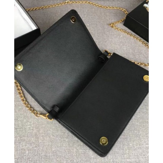 Replica Prada Saffiano leather shoulder bag 1BP012 Black