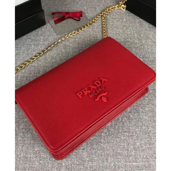 Replica Prada Saffiano leather shoulder bag 1BP012 Red