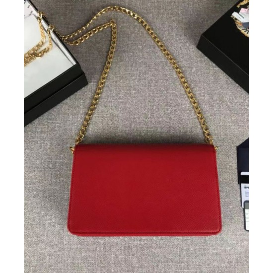 Replica Prada Saffiano leather shoulder bag 1BP012 Red