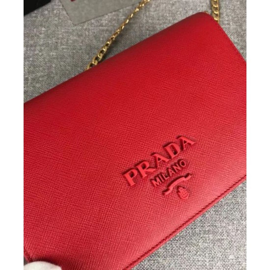 Replica Prada Saffiano leather shoulder bag 1BP012 Red