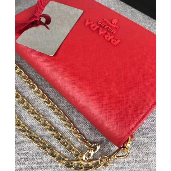 Replica Prada Saffiano leather shoulder bag 1BP012 Red