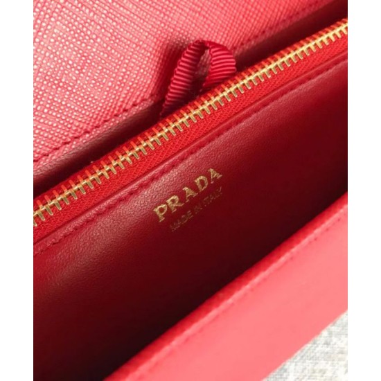 Replica Prada Saffiano leather shoulder bag 1BP012 Red