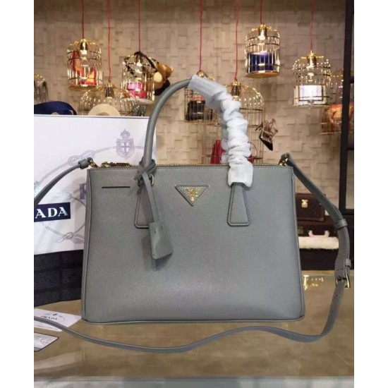 Replica Prada Galleria Soft Leather Tote Bag 1BA274 Gray
