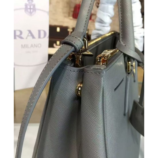 Replica Prada Galleria Soft Leather Tote Bag 1BA274 Gray
