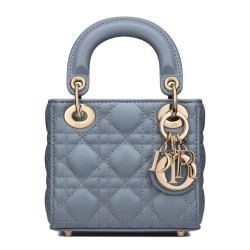 Fake Christian Dior Micro Lady Dior Bag Blue Replica