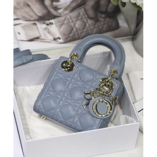 Fake Christian Dior Micro Lady Dior Bag Blue Replica