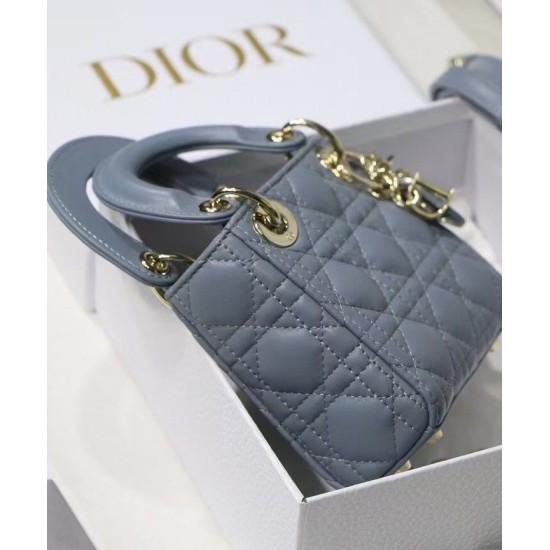 Fake Christian Dior Micro Lady Dior Bag Blue Replica