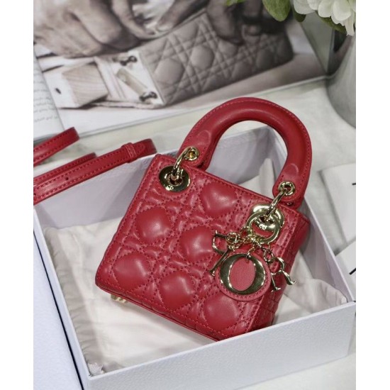 Fake Christian Dior Micro Lady Dior Bag Red Replica