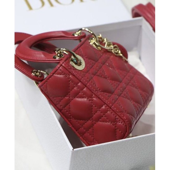 Fake Christian Dior Micro Lady Dior Bag Red Replica